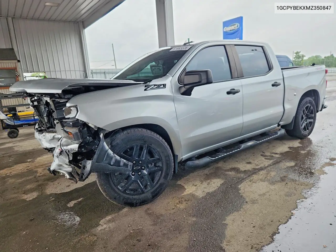 2021 Chevrolet Silverado K1500 Custom VIN: 1GCPYBEKXMZ350847 Lot: 61665536