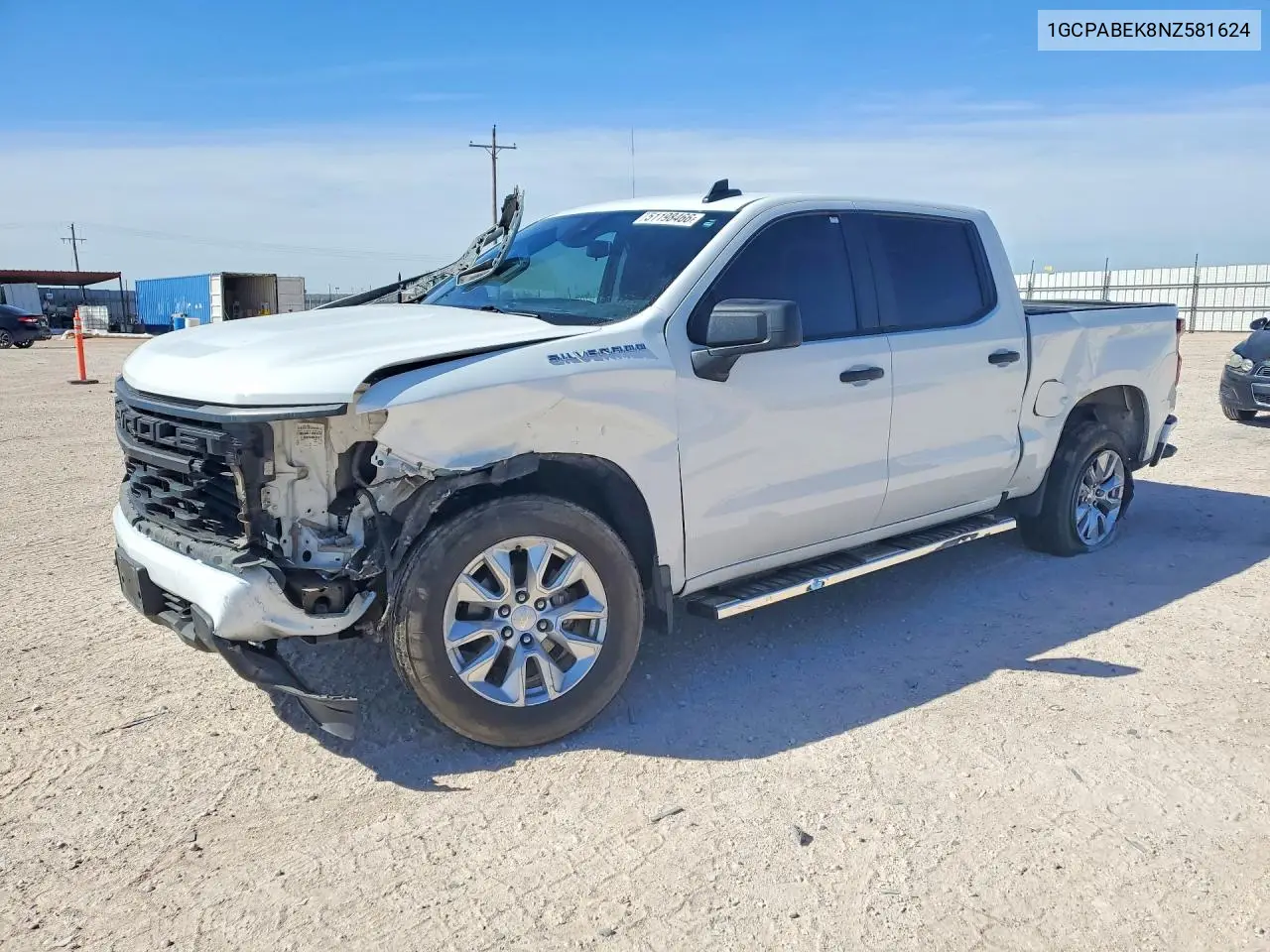2022 Chevrolet Silverado C1500 Custom VIN: 1GCPABEK8NZ581624 Lot: 51198466