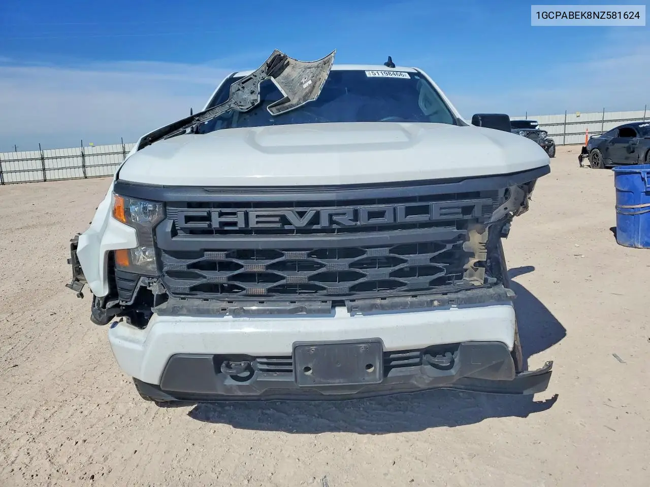 2022 Chevrolet Silverado C1500 Custom VIN: 1GCPABEK8NZ581624 Lot: 51198466