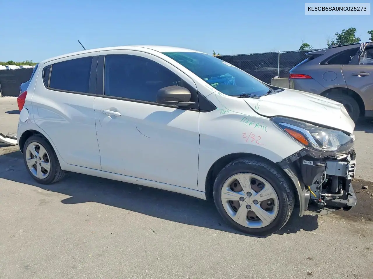 2022 Chevrolet Spark Ls VIN: KL8CB6SA0NC026273 Lot: 60632446