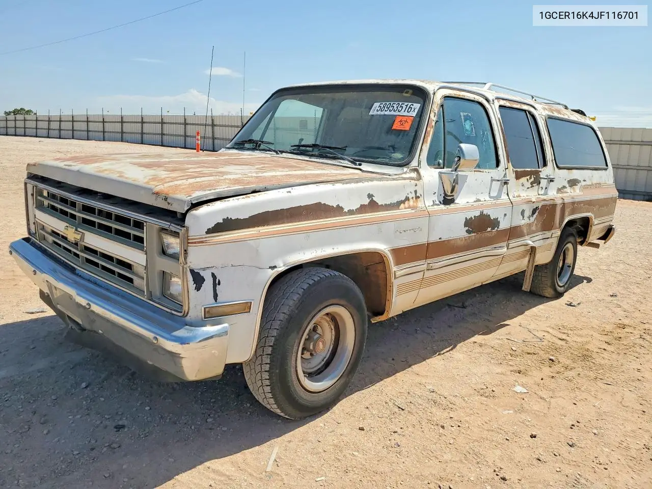 1988 Chevrolet Suburban VIN: 1GCER16K4JF116701 Lot: 58953516