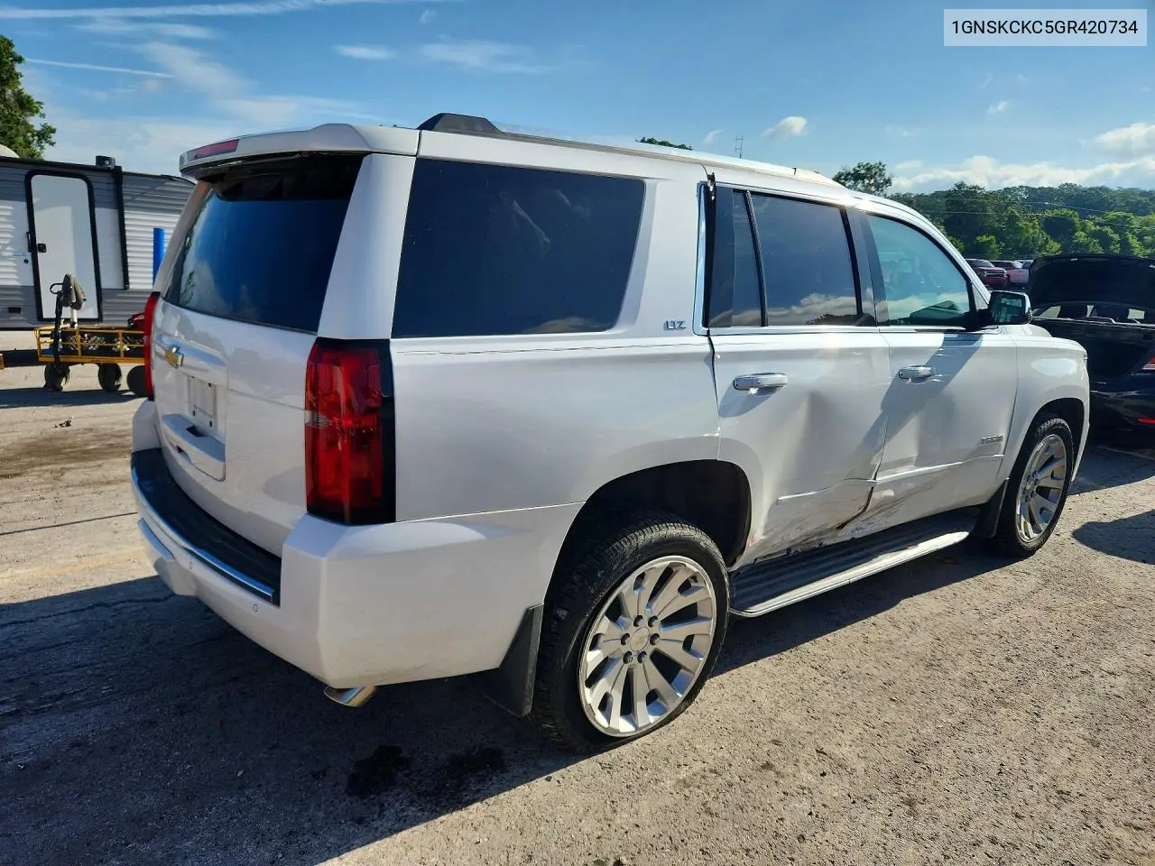 2016 Chevrolet Tahoe K1500 Ltz VIN: 1GNSKCKC5GR420734 Lot: 57024526
