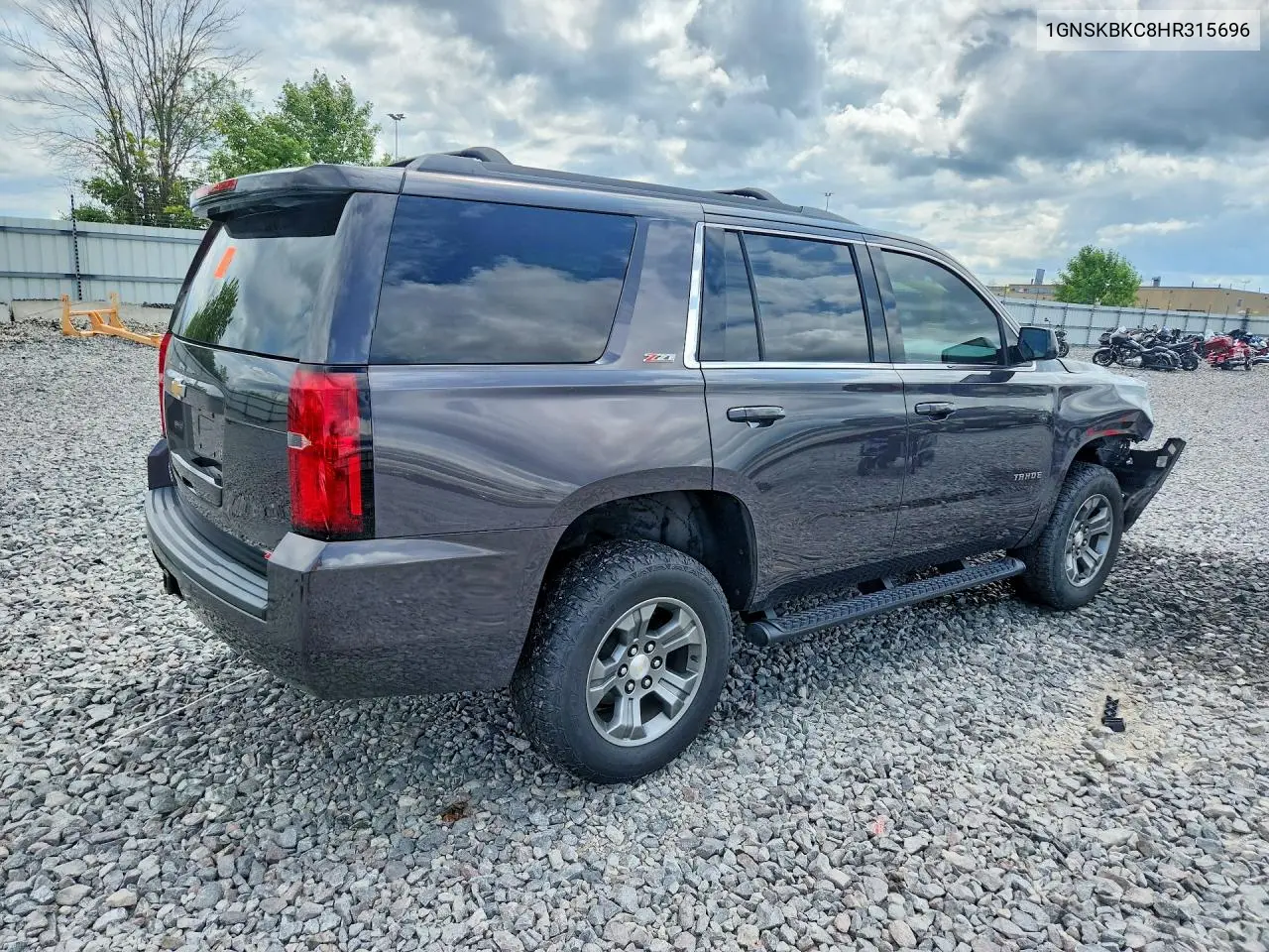 2017 Chevrolet Tahoe K1500 Lt VIN: 1GNSKBKC8HR315696 Lot: 62136006