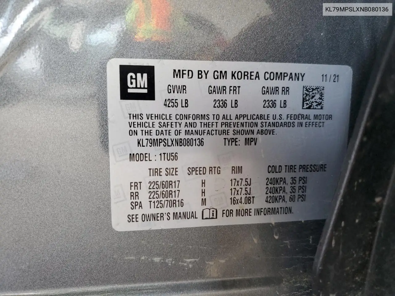 KL79MPSLXNB080136 2022 Chevrolet Trailblazer Lt