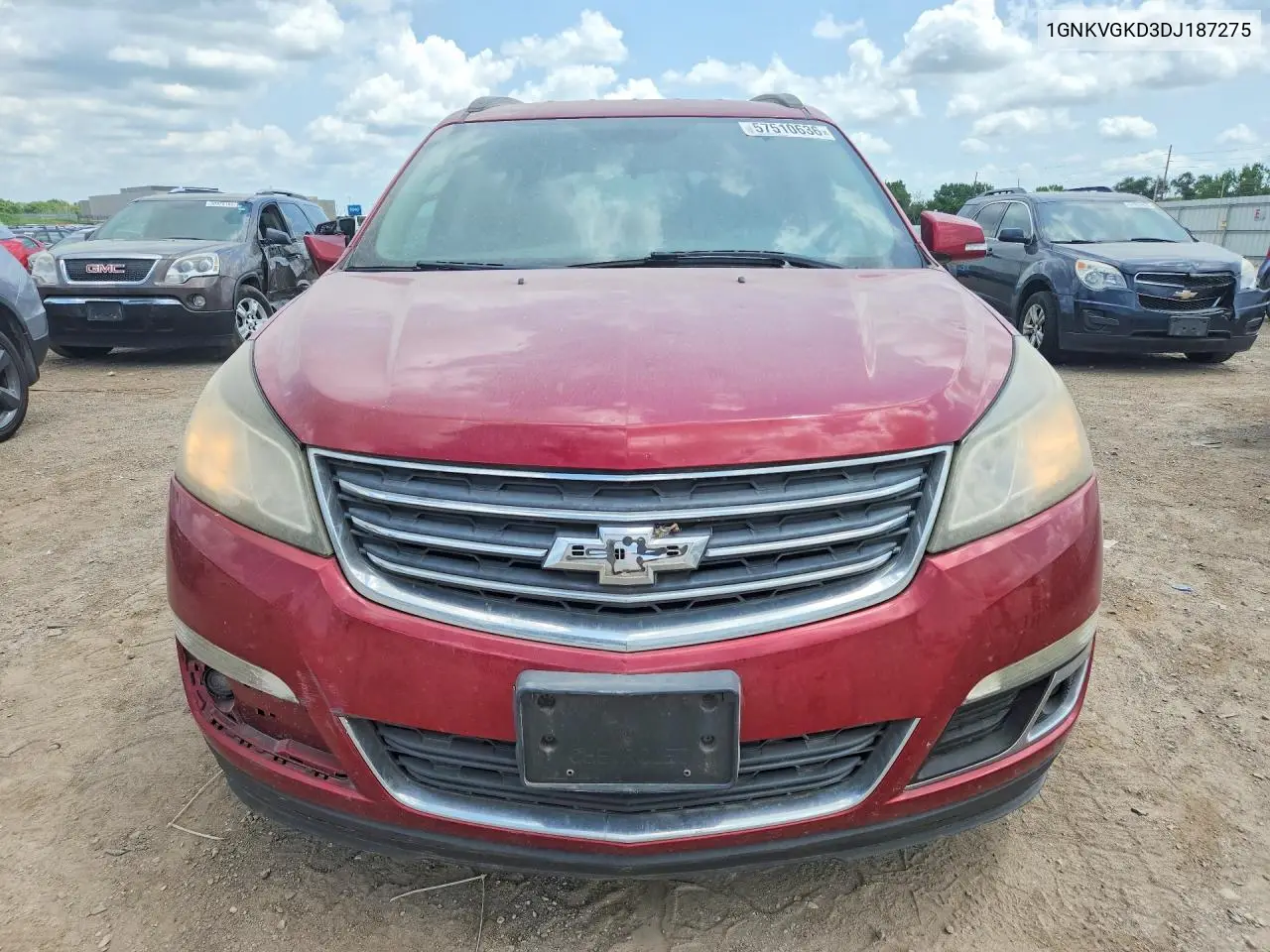 2013 Chevrolet Traverse Lt VIN: 1GNKVGKD3DJ187275 Lot: 57510636