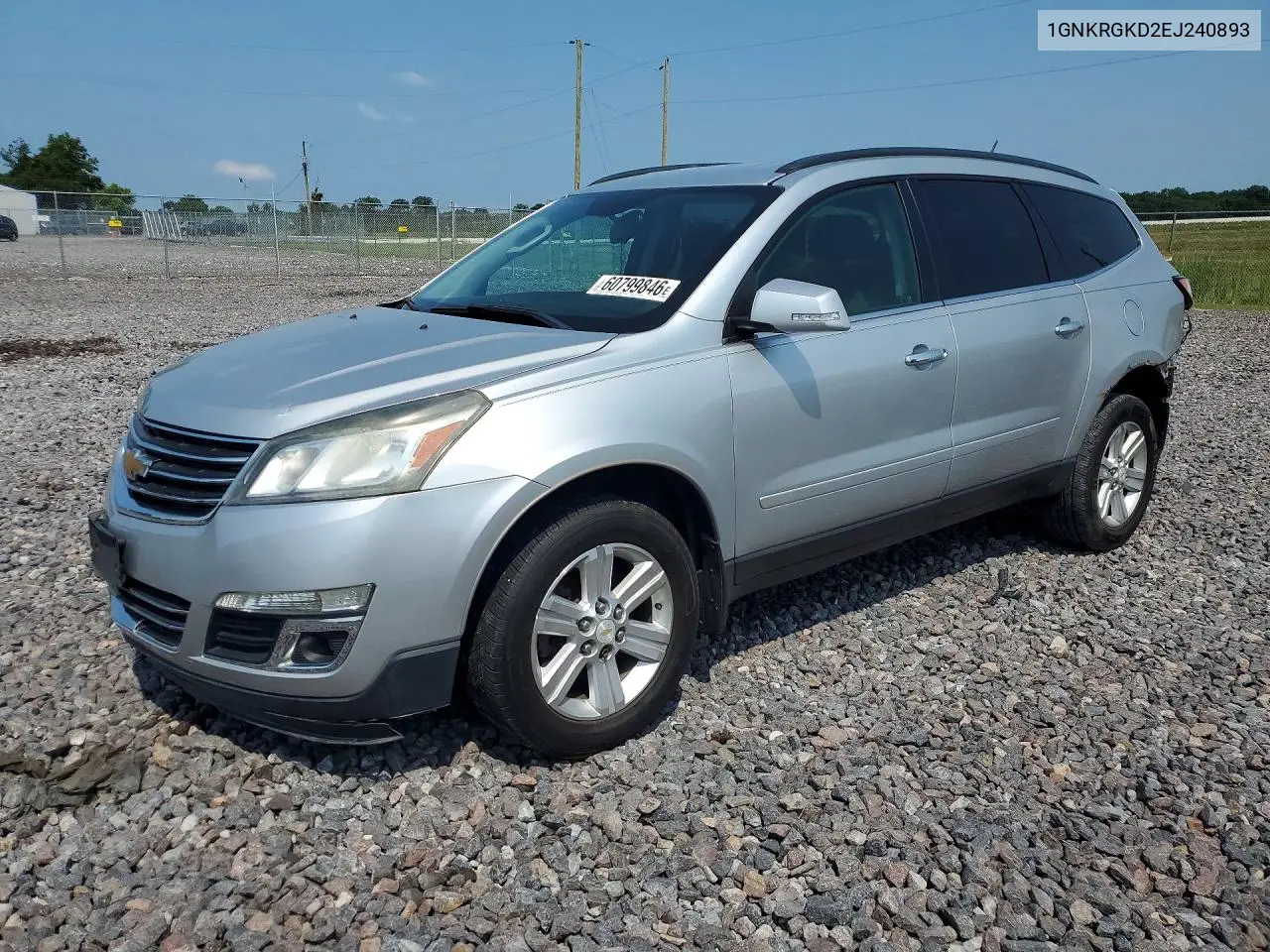 2014 Chevrolet Traverse Lt VIN: 1GNKRGKD2EJ240893 Lot: 60799846