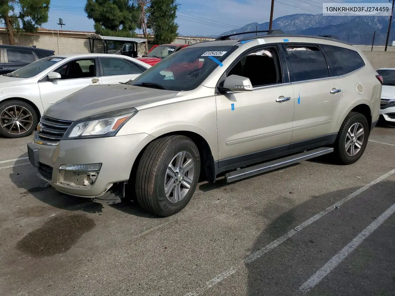 2015 Chevrolet Traverse Lt VIN: 1GNKRHKD3FJ274459 Lot: 61054526