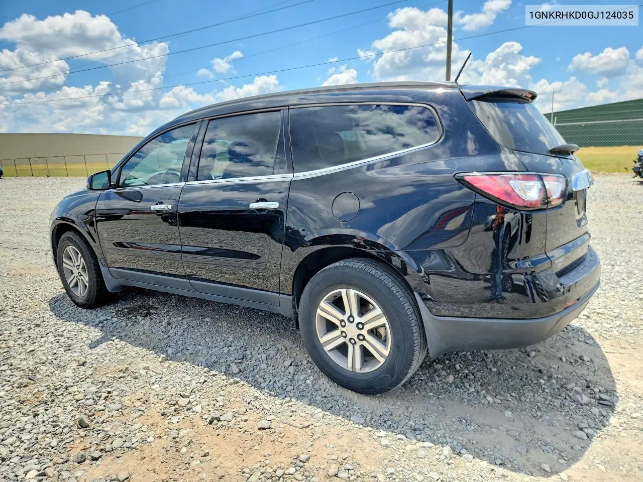 2016 Chevrolet Traverse Lt VIN: 1GNKRHKD0GJ124035 Lot: 61718416