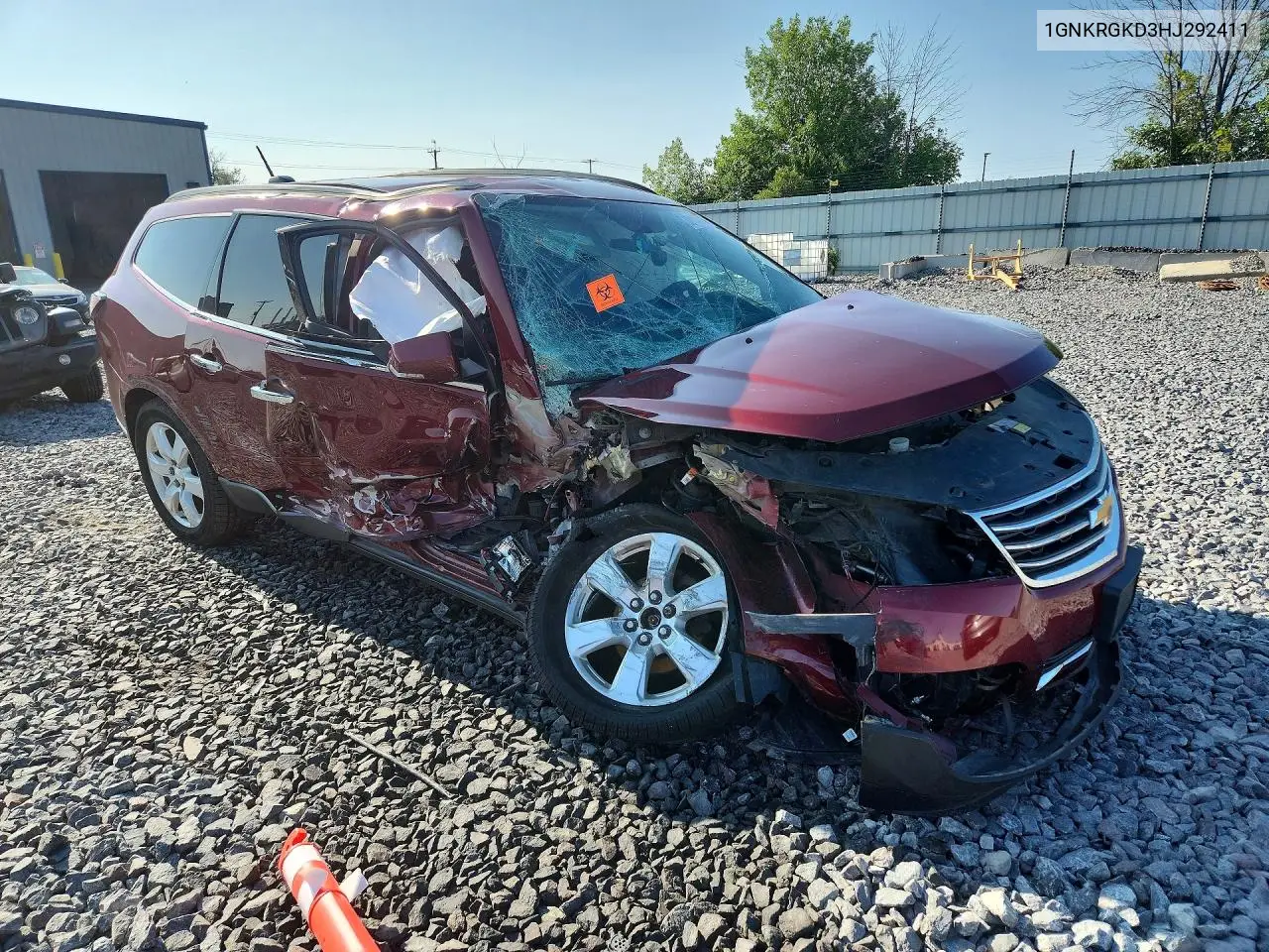 2017 Chevrolet Traverse Lt VIN: 1GNKRGKD3HJ292411 Lot: 62114506