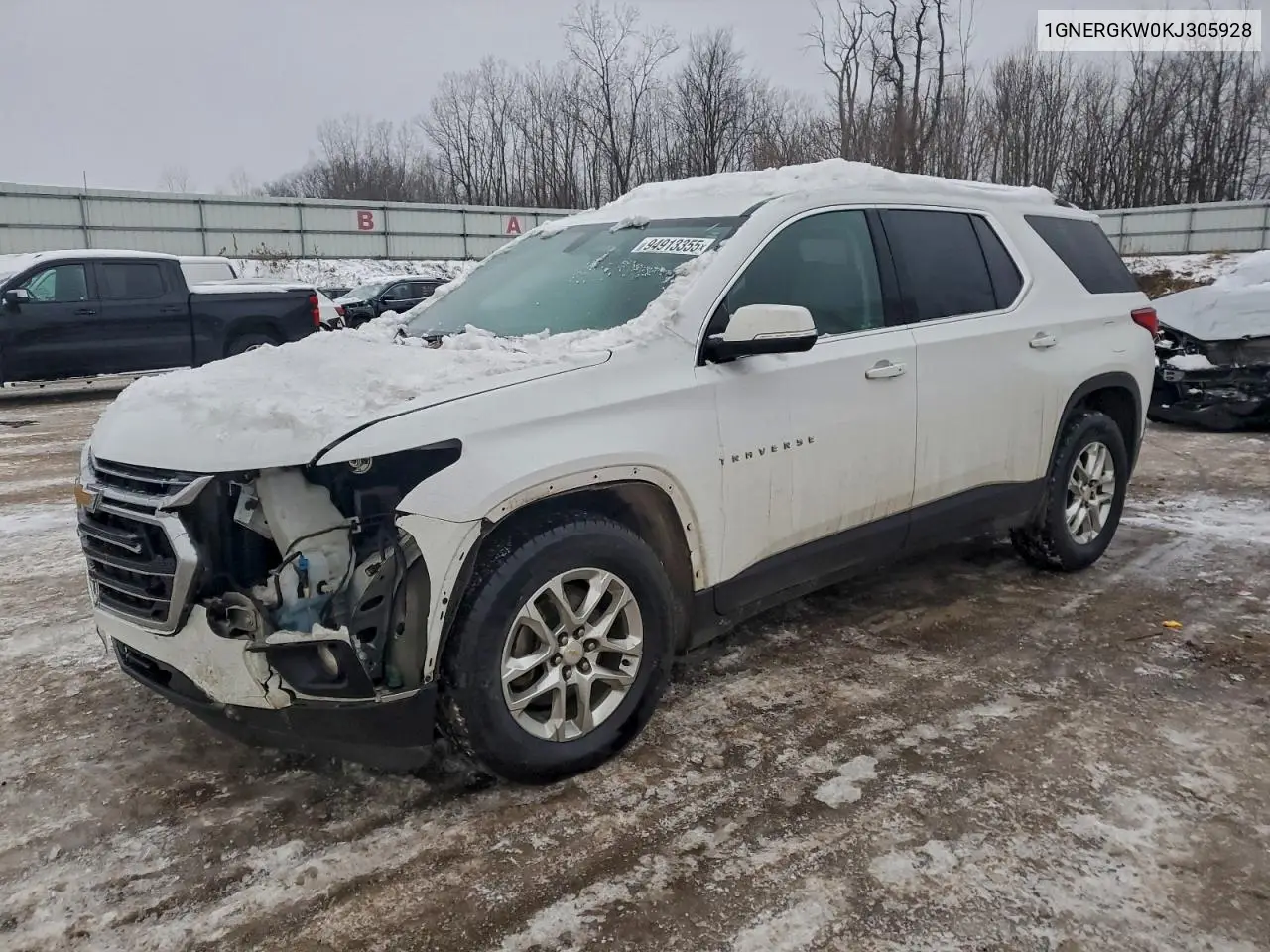 1GNERGKW0KJ305928 2019 Chevrolet Traverse Lt