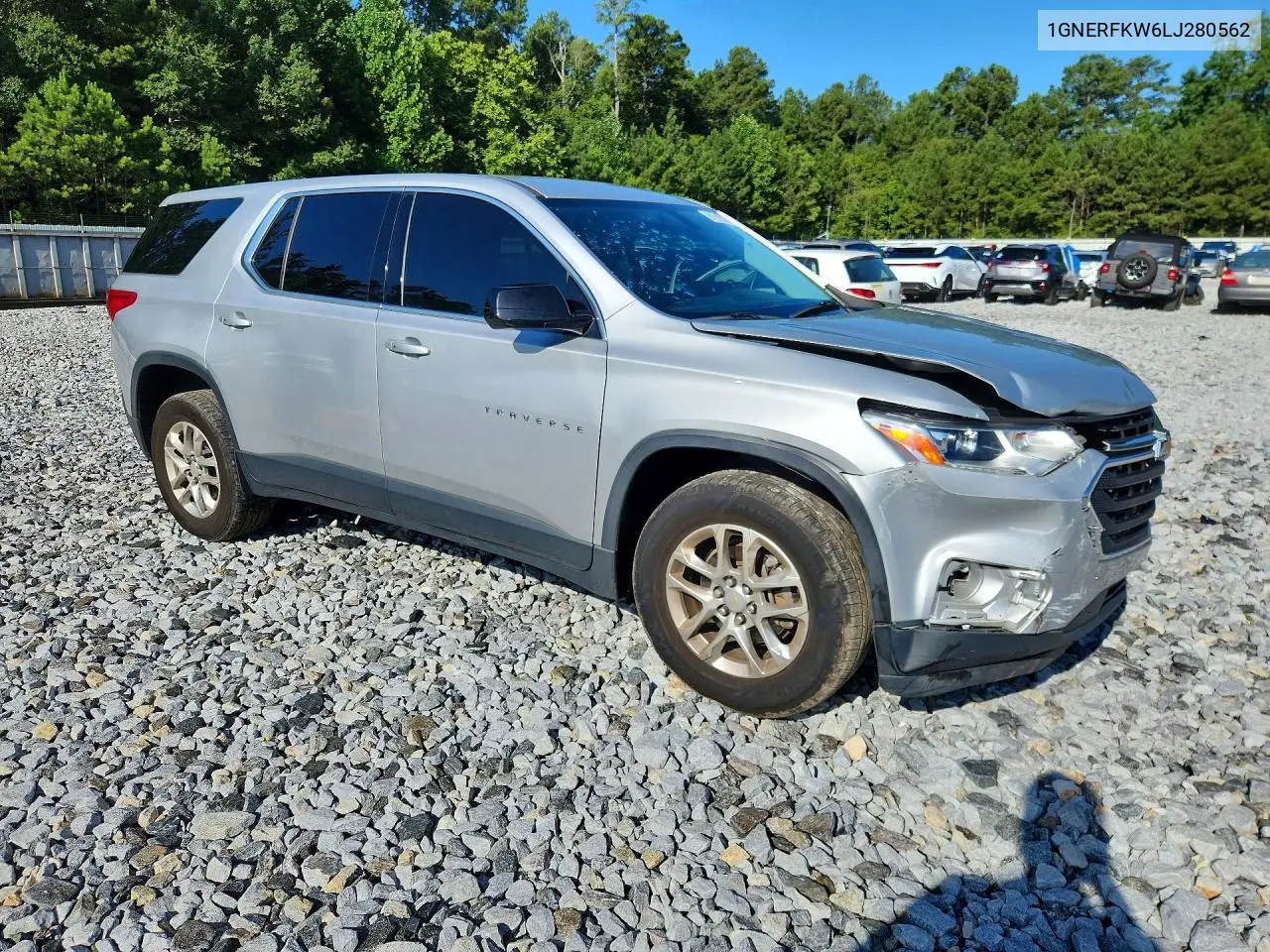 2020 Chevrolet Traverse Ls VIN: 1GNERFKW6LJ280562 Lot: 61513326