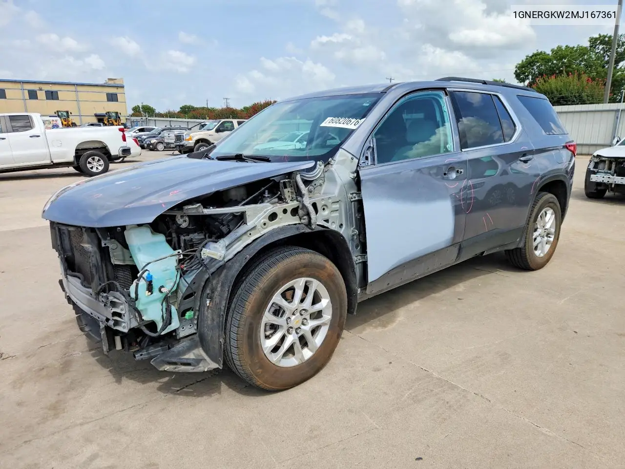 2021 Chevrolet Traverse Lt VIN: 1GNERGKW2MJ167361 Lot: 60820676