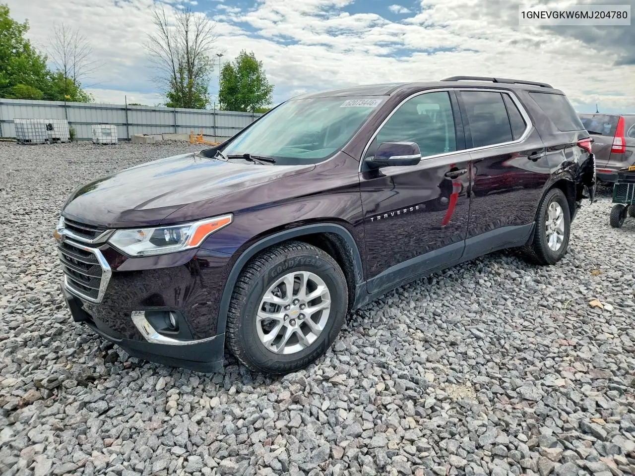 2021 Chevrolet Traverse Lt VIN: 1GNEVGKW6MJ204780 Lot: 62073446