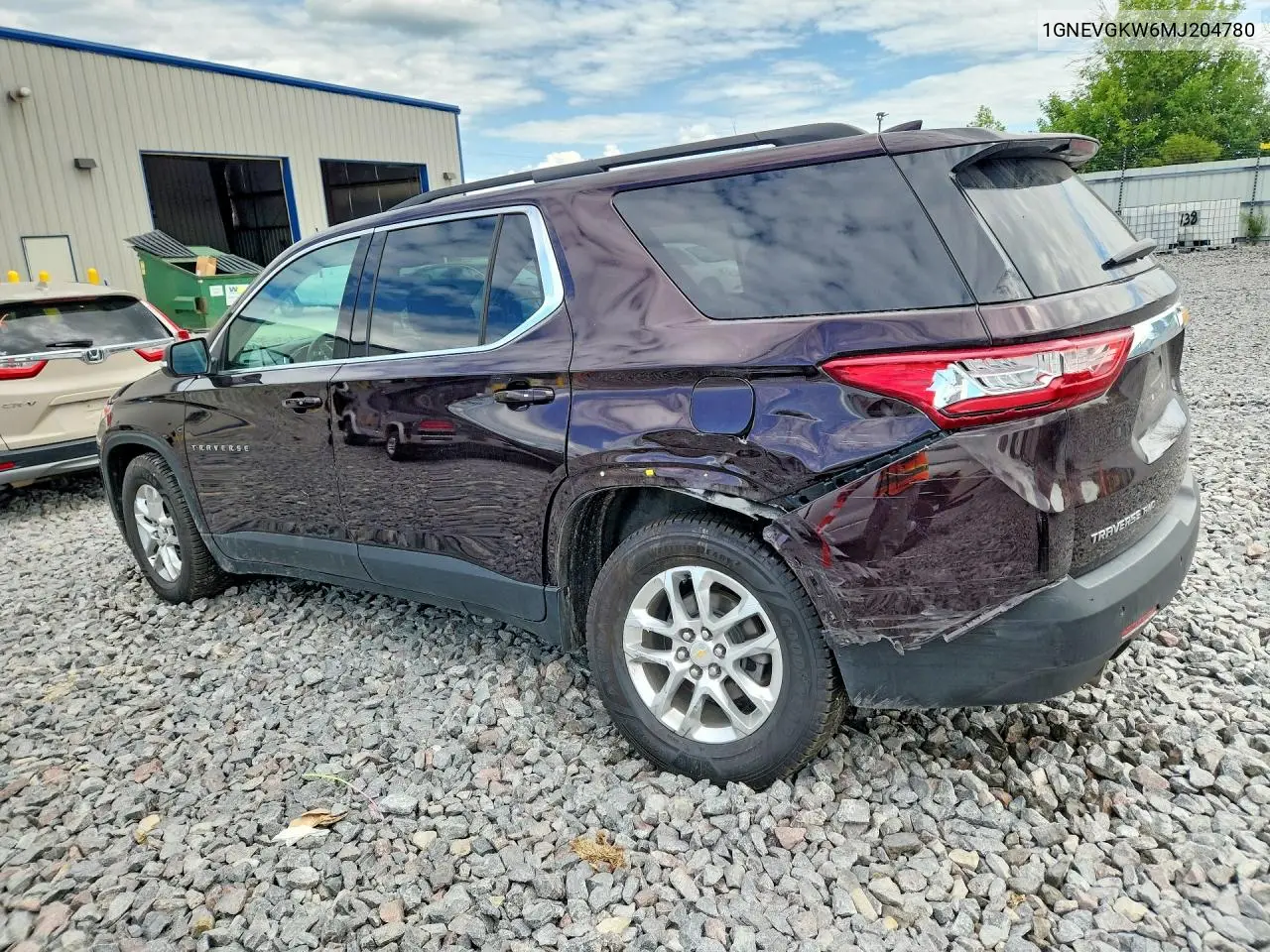 2021 Chevrolet Traverse Lt VIN: 1GNEVGKW6MJ204780 Lot: 62073446