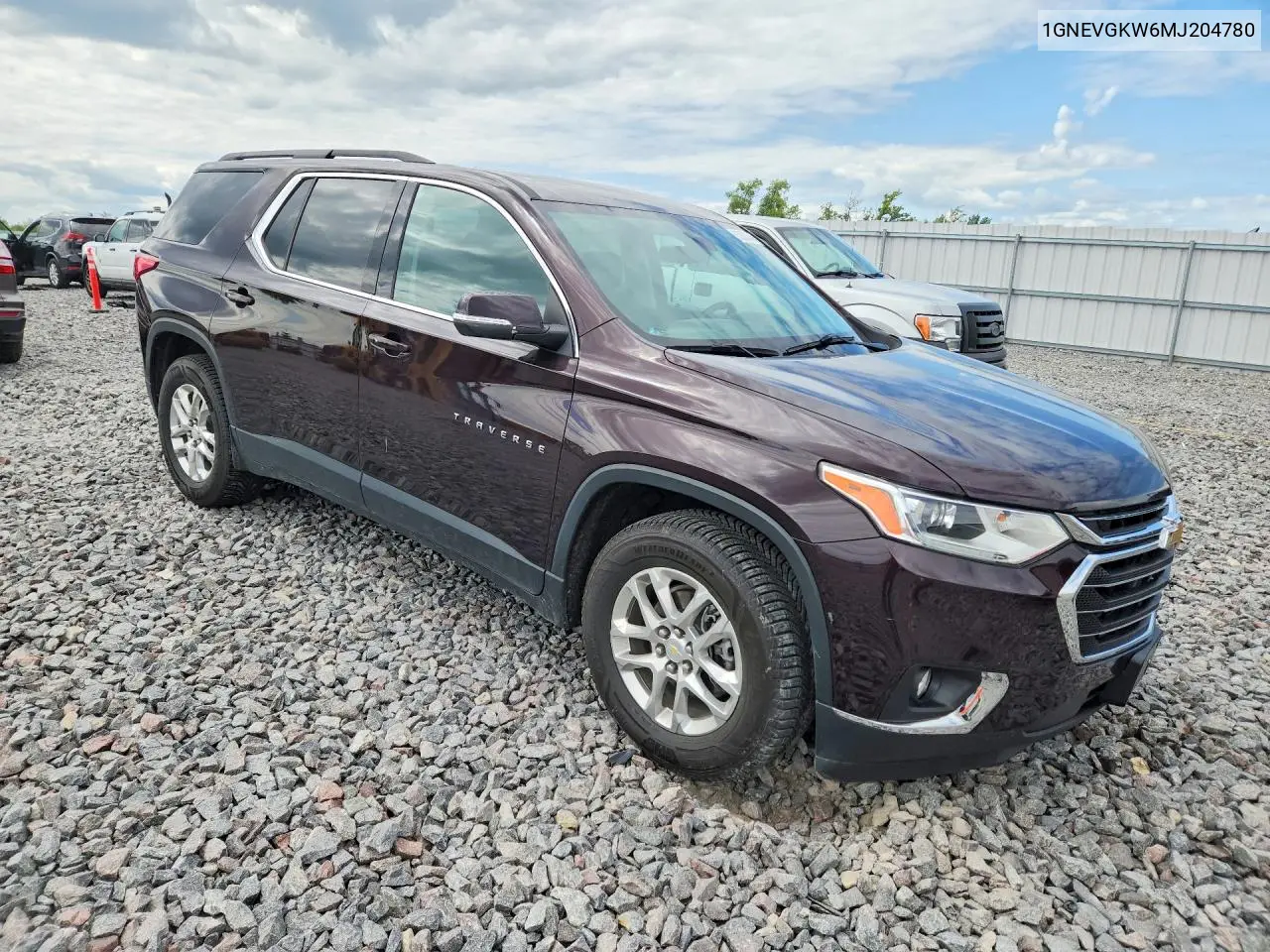 2021 Chevrolet Traverse Lt VIN: 1GNEVGKW6MJ204780 Lot: 62073446