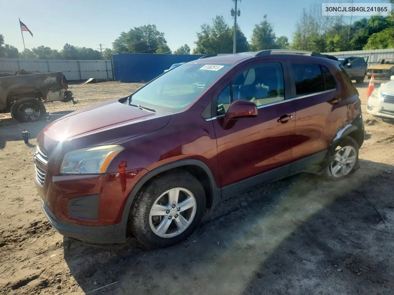 2016 Chevrolet Trax 1Lt VIN: 3GNCJLSB4GL241865 Lot: 61062616