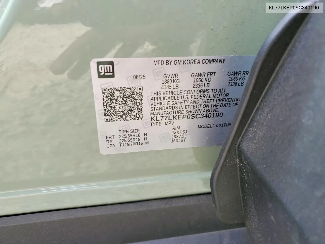 2025 Chevrolet Trax Activ VIN: KL77LKEP0SC340190 Lot: 58981056