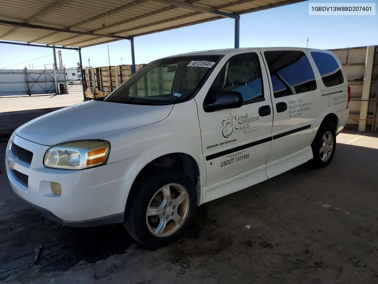 2008 Chevrolet Uplander Incomplete VIN: 1GBDV13W88D207401 Lot: 56644486