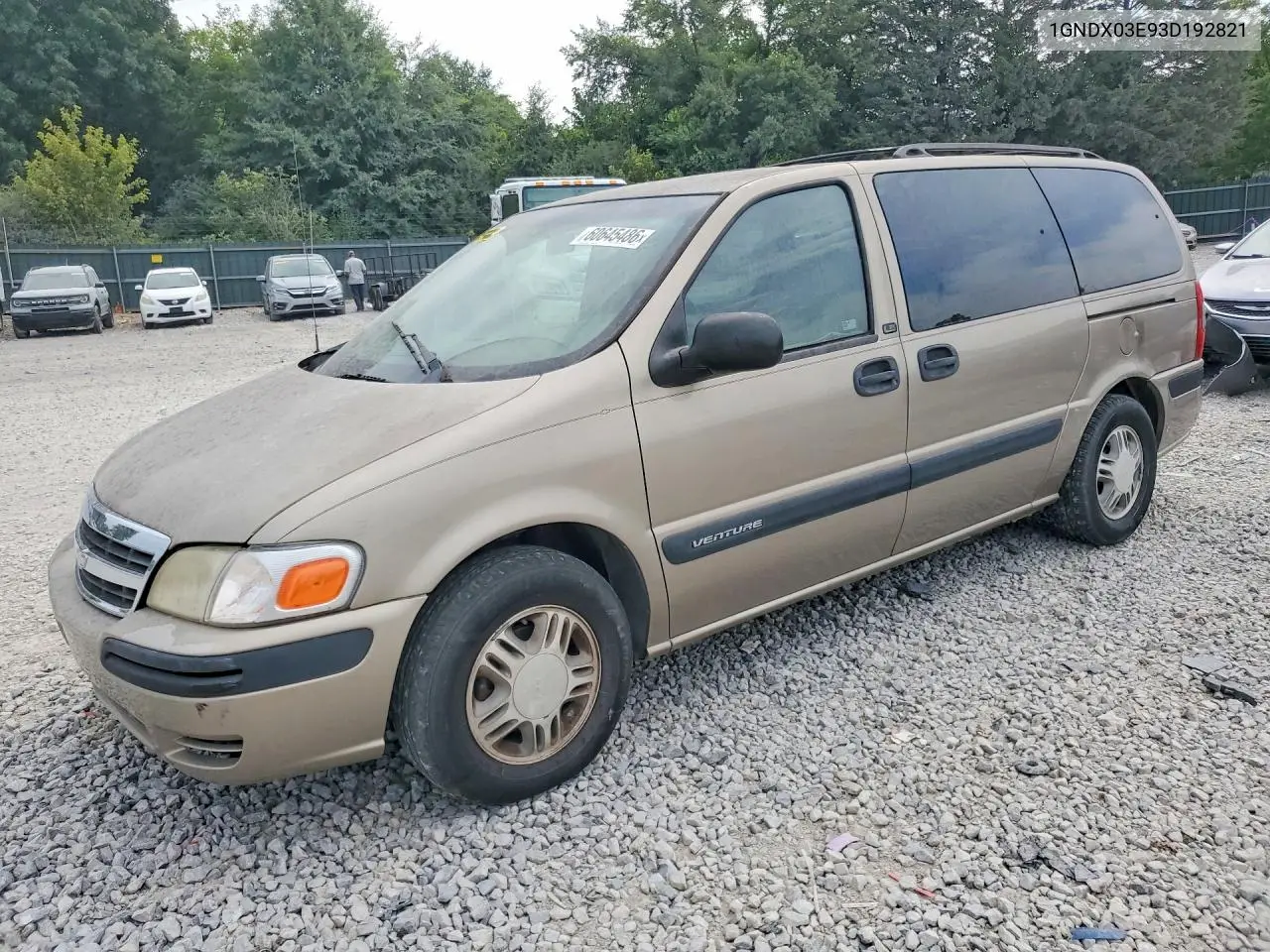 2003 Chevrolet Venture VIN: 1GNDX03E93D192821 Lot: 60645486