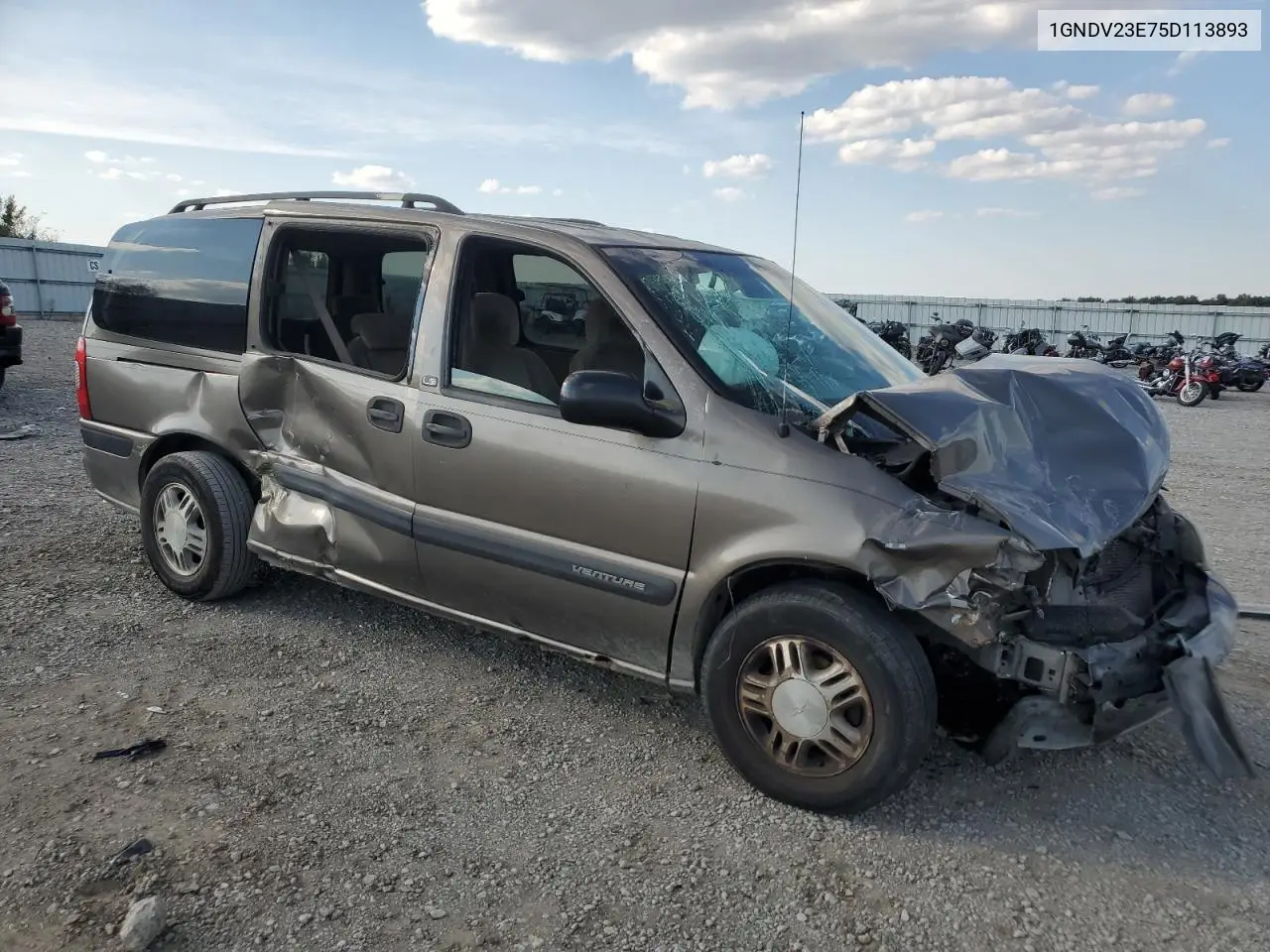 2005 Chevrolet Venture Ls VIN: 1GNDV23E75D113893 Lot: 80010895
