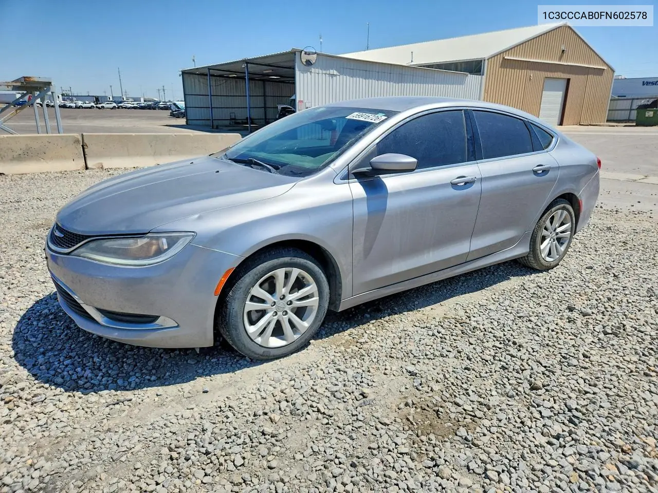2015 Chrysler 200 Limited VIN: 1C3CCCAB0FN602578 Lot: 59916726