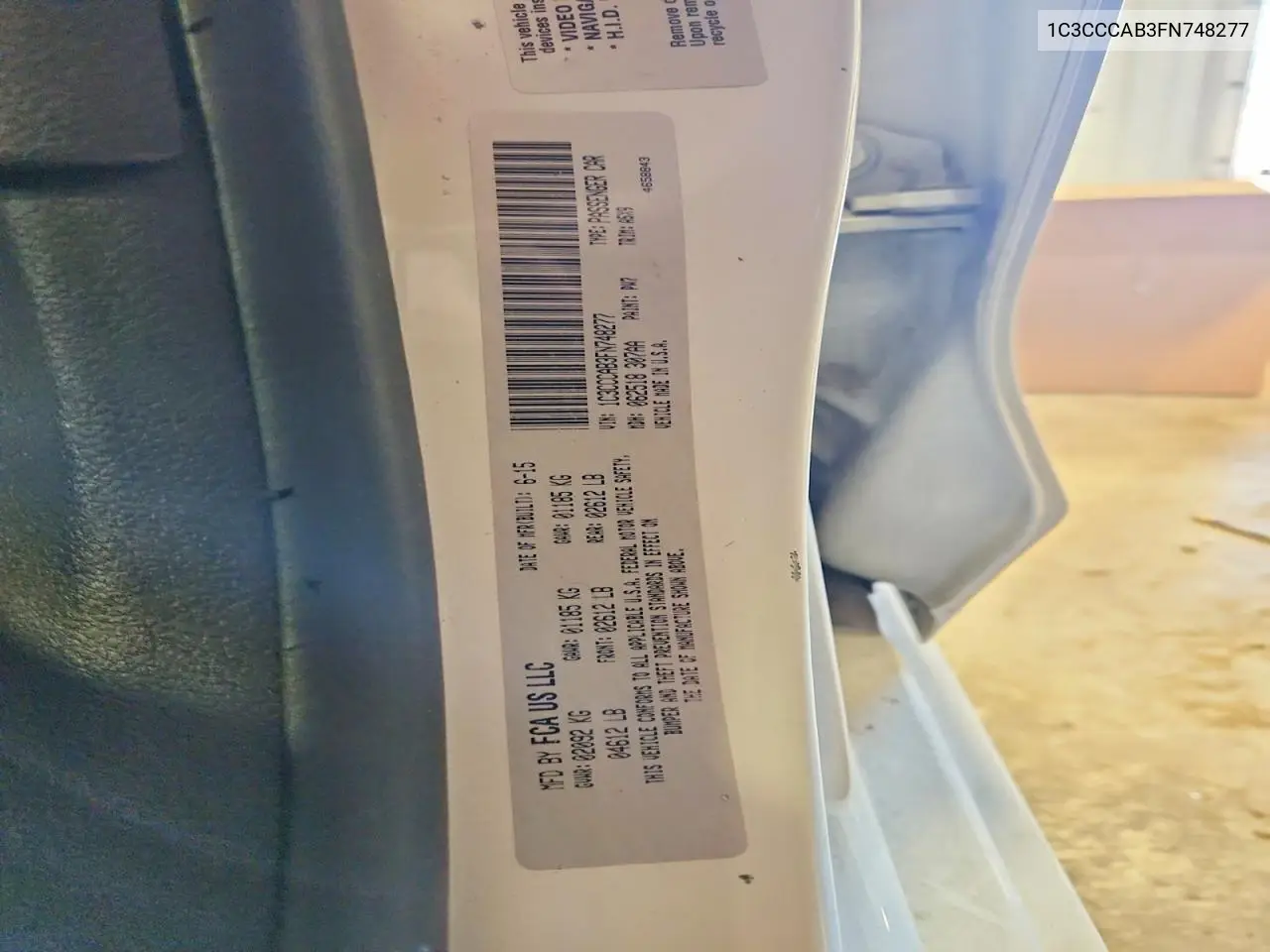 2015 Chrysler 200 Limited VIN: 1C3CCCAB3FN748277 Lot: 61913326