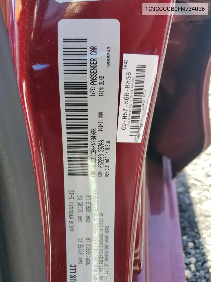 1C3CCCCB0FN734026 2015 Chrysler 200 C