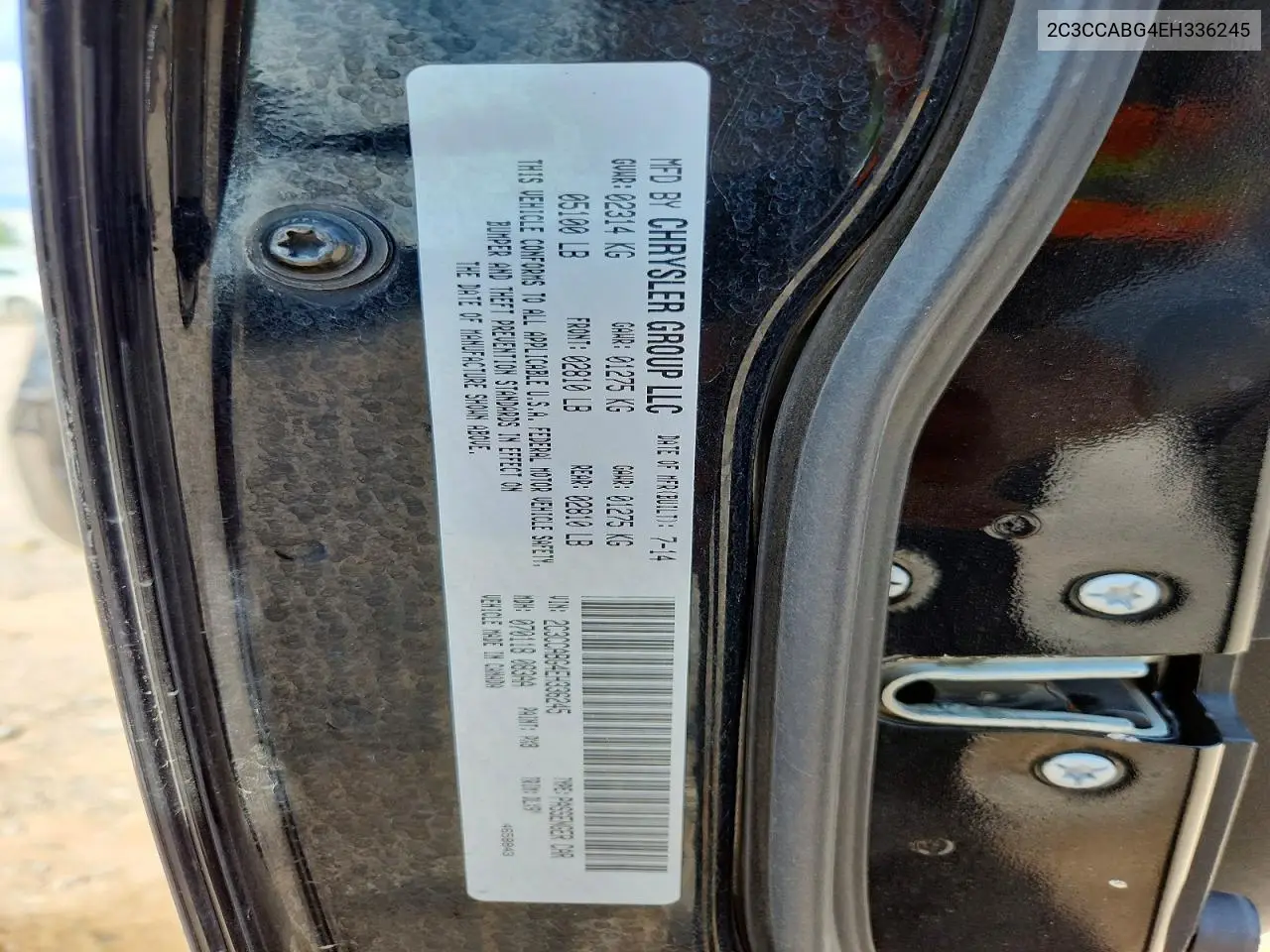 2014 Chrysler 300 S VIN: 2C3CCABG4EH336245 Lot: 59596066