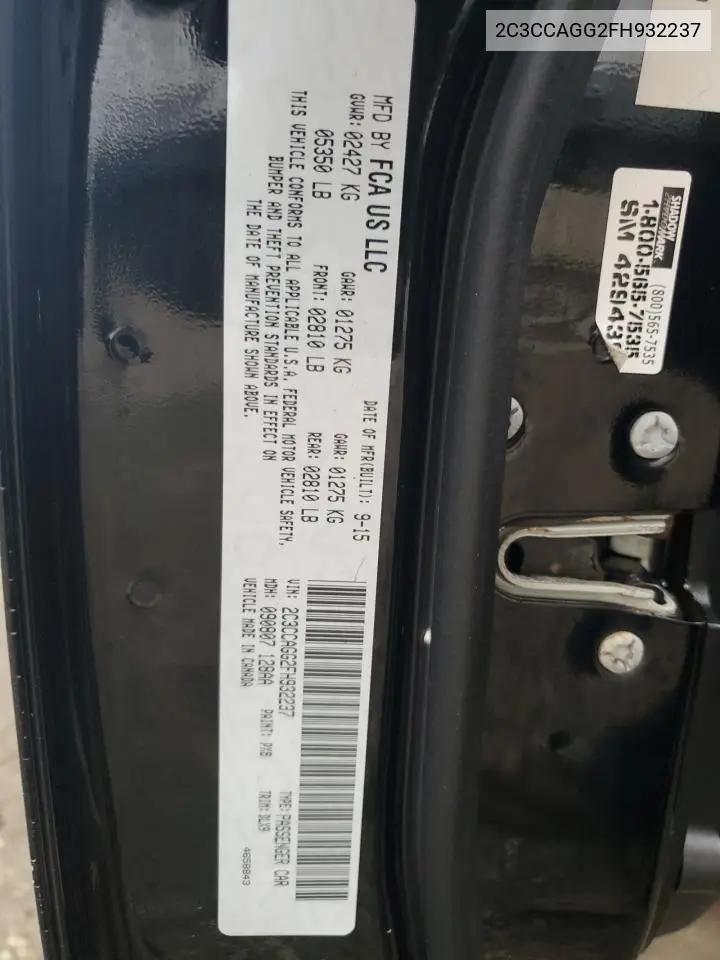 2C3CCAGG2FH932237 2015 Chrysler 300 S