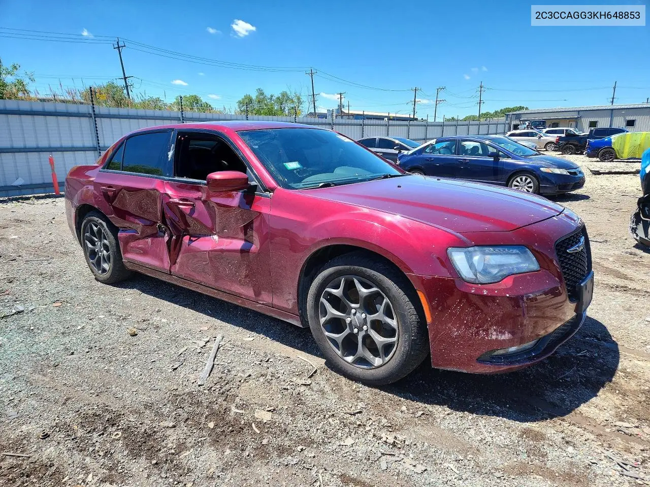 2019 Chrysler 300 S VIN: 2C3CCAGG3KH648853 Lot: 56547706