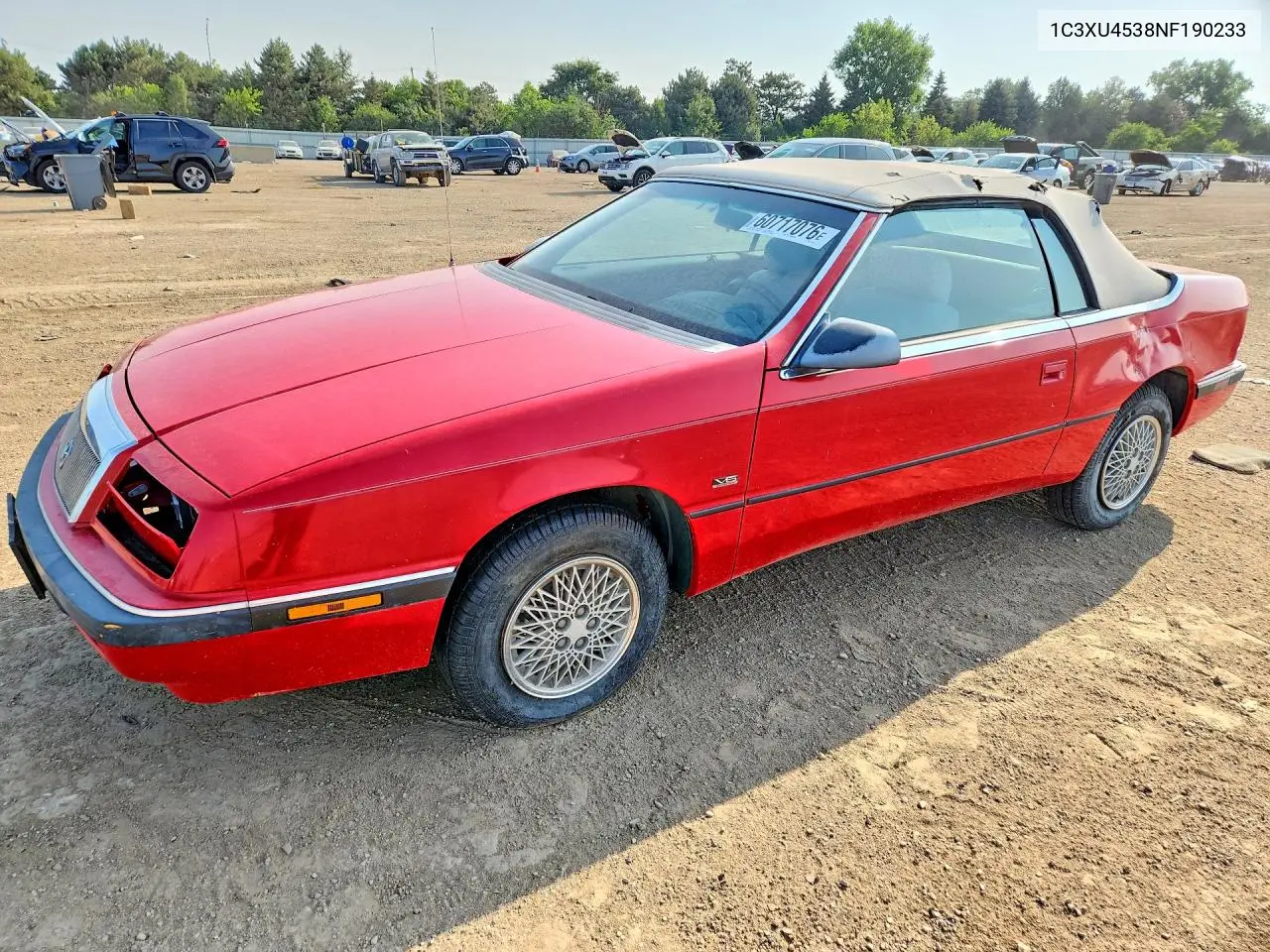 1992 Chrysler Lebaron VIN: 1C3XU4538NF190233 Lot: 60717076