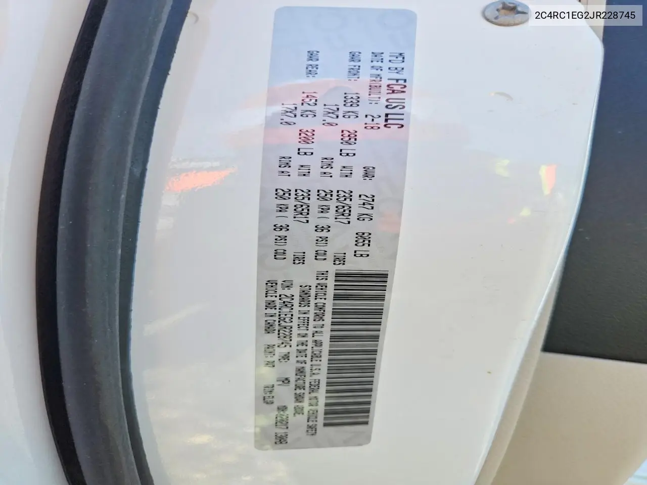 2018 Chrysler Pacifica Touring L Plus VIN: 2C4RC1EG2JR228745 Lot: 61153746