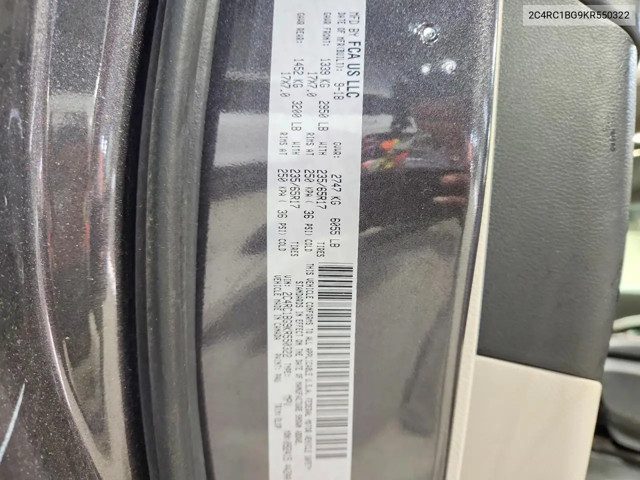 2019 Chrysler Pacifica Touring L VIN: 2C4RC1BG9KR550322 Lot: 56466116