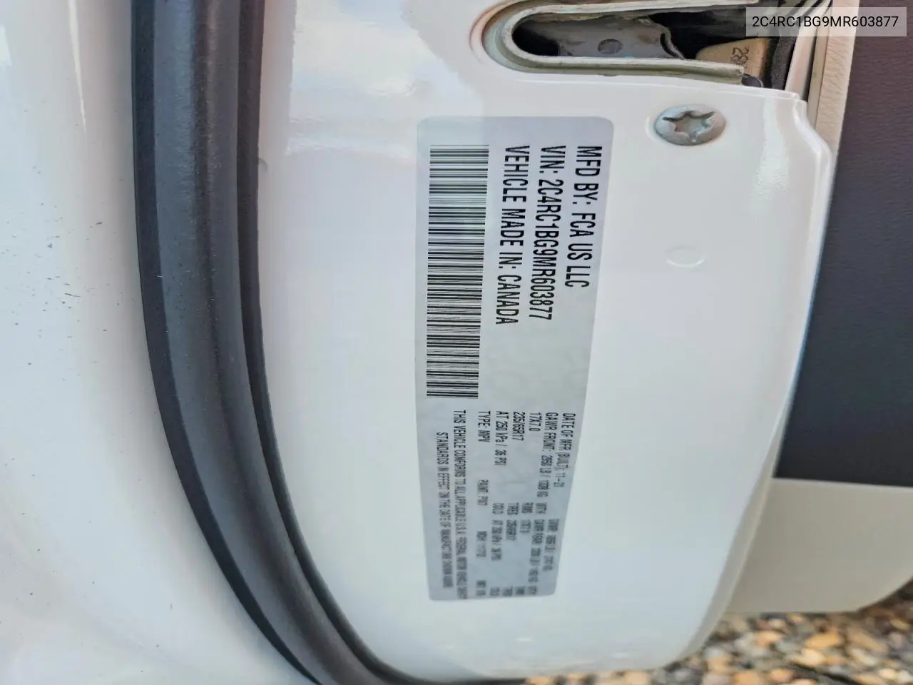 2021 Chrysler Pacifica Touring L VIN: 2C4RC1BG9MR603877 Lot: 61085386