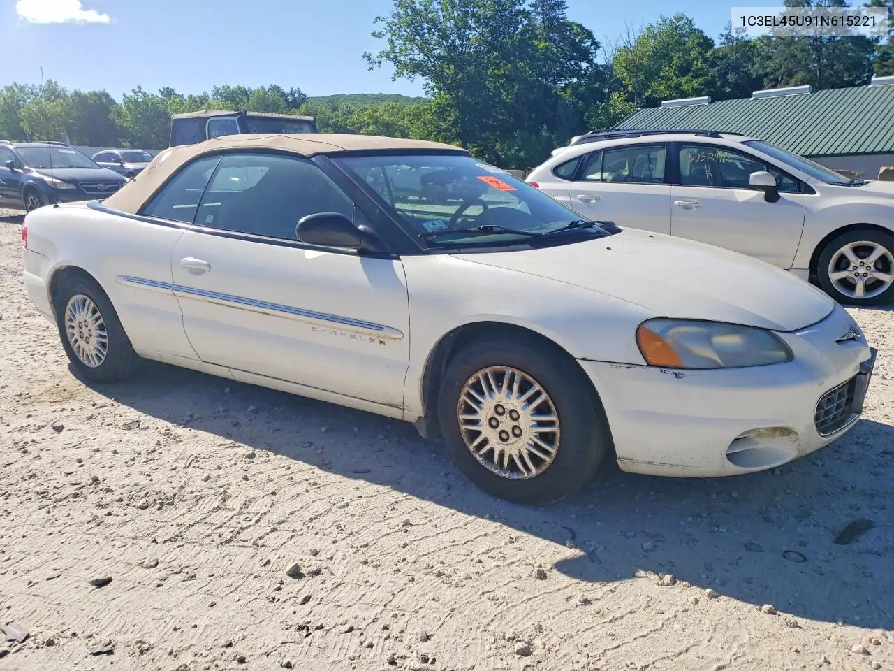2001 Chrysler Sebring Lx VIN: 1C3EL45U91N615221 Lot: 57143756