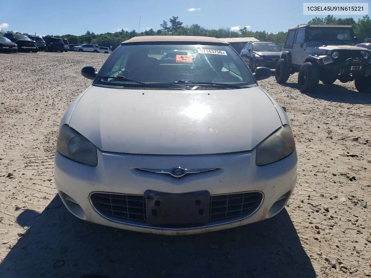 2001 Chrysler Sebring Lx VIN: 1C3EL45U91N615221 Lot: 57143756