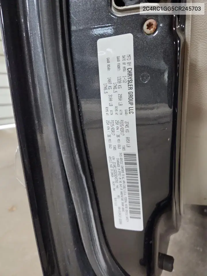2C4RC1GG5CR245703 2012 Chrysler Town & Country Limited