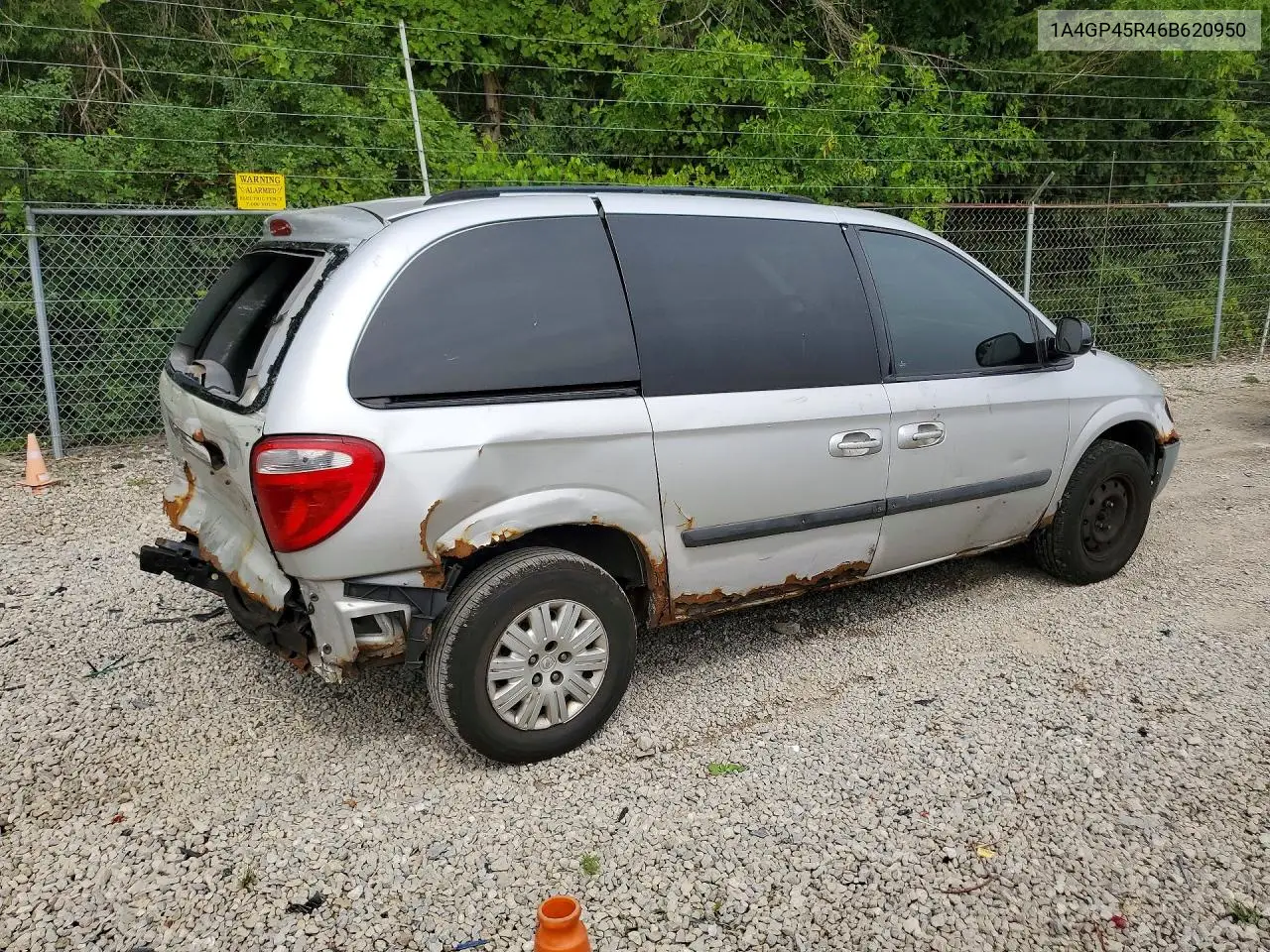 2006 Chrysler Town & Country VIN: 1A4GP45R46B620950 Lot: 61180106