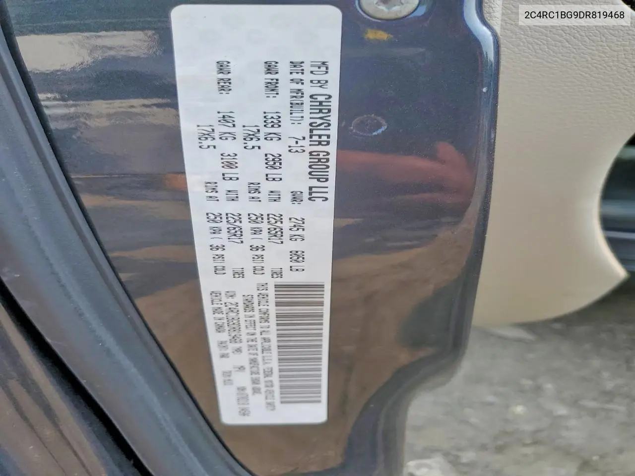 2013 Chrysler Town & Country Touring VIN: 2C4RC1BG9DR819468 Lot: 60528346