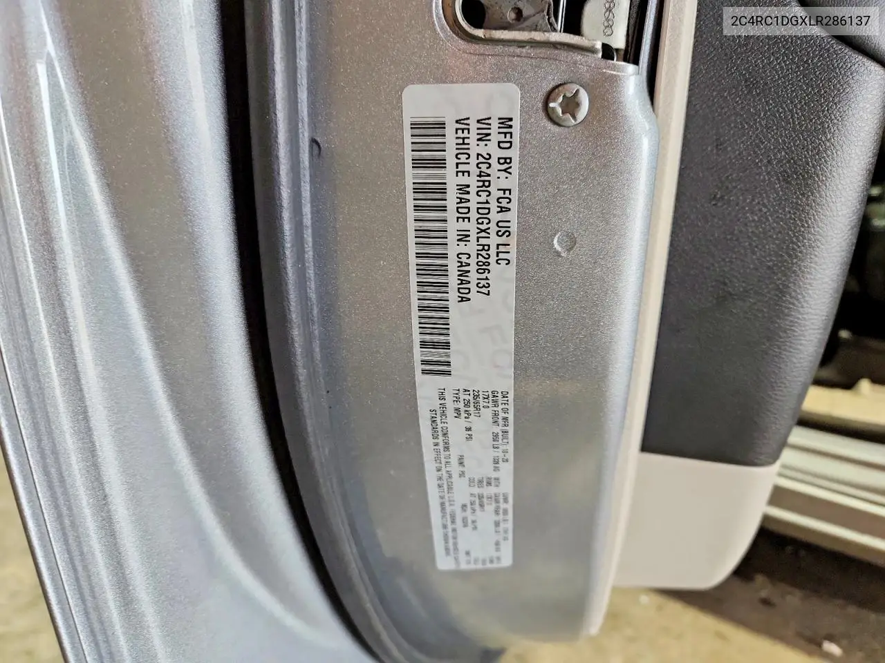 2020 Chrysler Voyager Lxi VIN: 2C4RC1DGXLR286137 Lot: 60515496