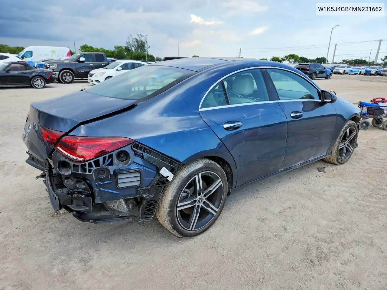 2021 Mercedes-Benz Cla 250 VIN: W1K5J4GB4MN231662 Lot: 59317946