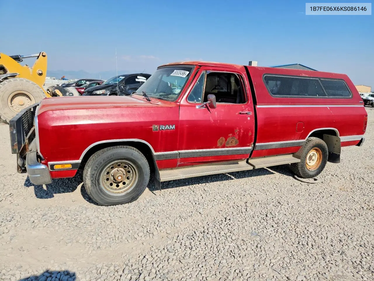 1989 Dodge D-Series D100 VIN: 1B7FE06X6KS086146 Lot: 58508496