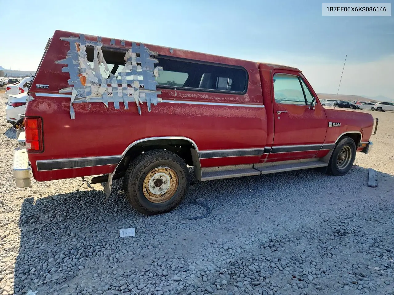 1989 Dodge D-Series D100 VIN: 1B7FE06X6KS086146 Lot: 58508496