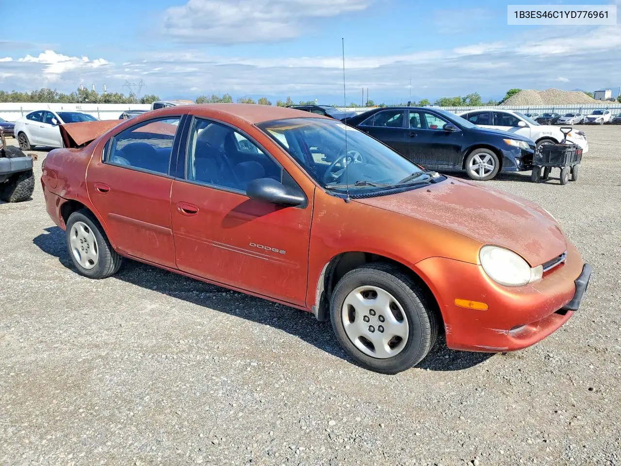 2000 Dodge Neon Base VIN: 1B3ES46C1YD776961 Lot: 49254166
