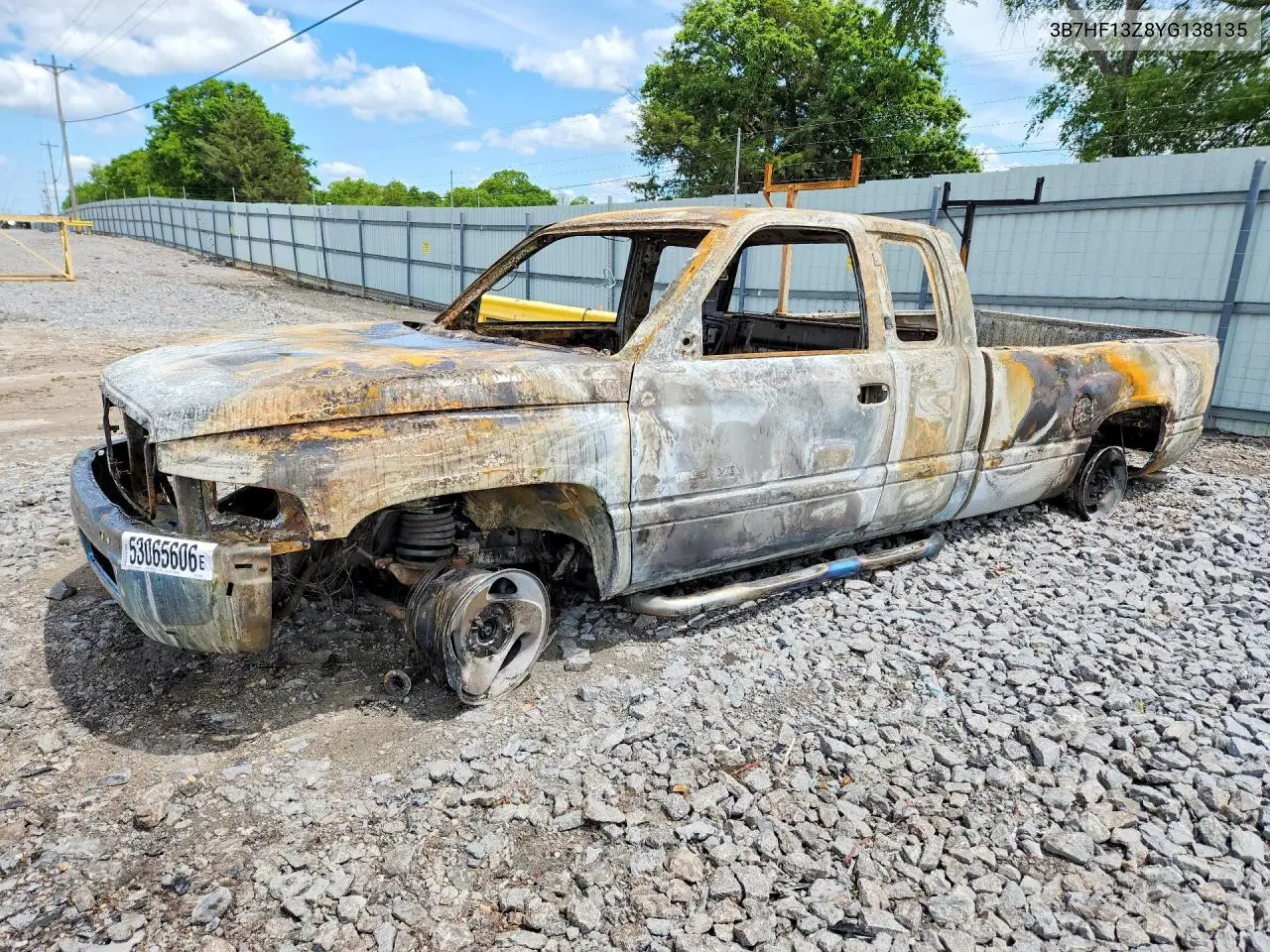 2000 Dodge Ram 1500 VIN: 3B7HF13Z8YG138135 Lot: 53065606