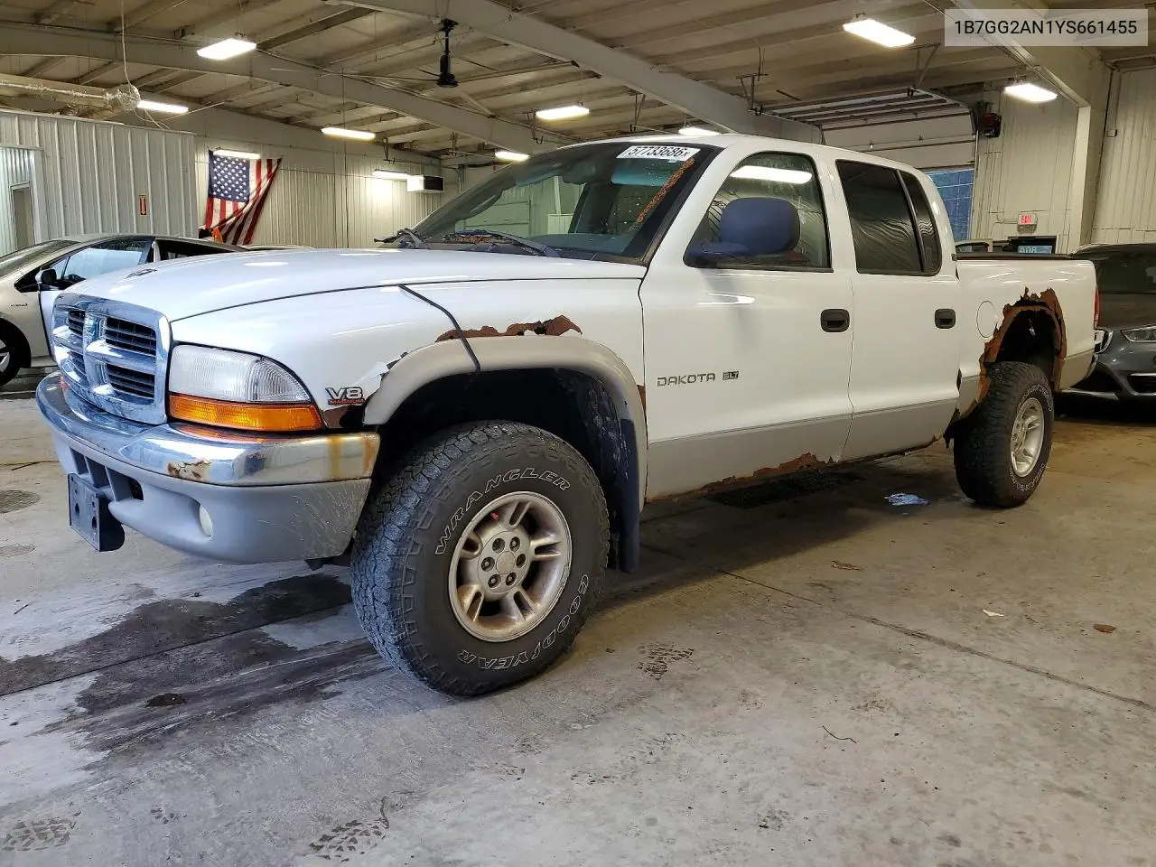 2000 Dodge Dakota Quad VIN: 1B7GG2AN1YS661455 Lot: 57733686