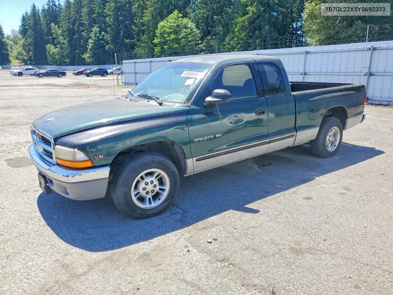 2000 Dodge Dakota VIN: 1B7GL22X5YS692333 Lot: 58586616