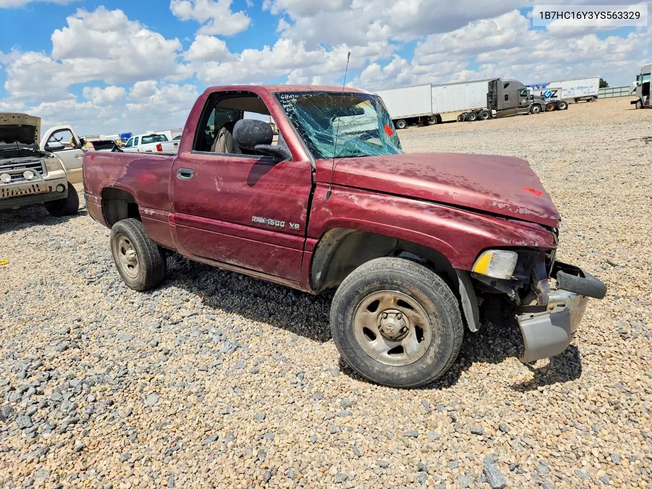 2000 Dodge Ram 1500 VIN: 1B7HC16Y3YS563329 Lot: 61077666