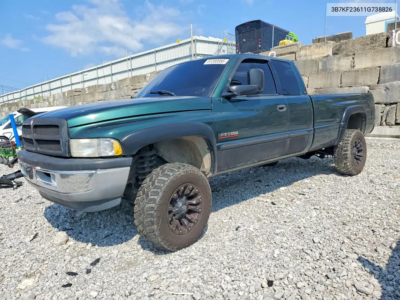 2001 Dodge Ram 2500 VIN: 3B7KF23611G738826 Lot: 61200956