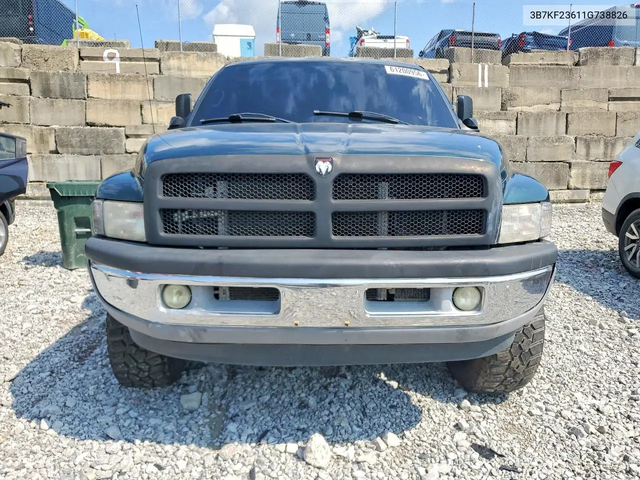 2001 Dodge Ram 2500 VIN: 3B7KF23611G738826 Lot: 61200956